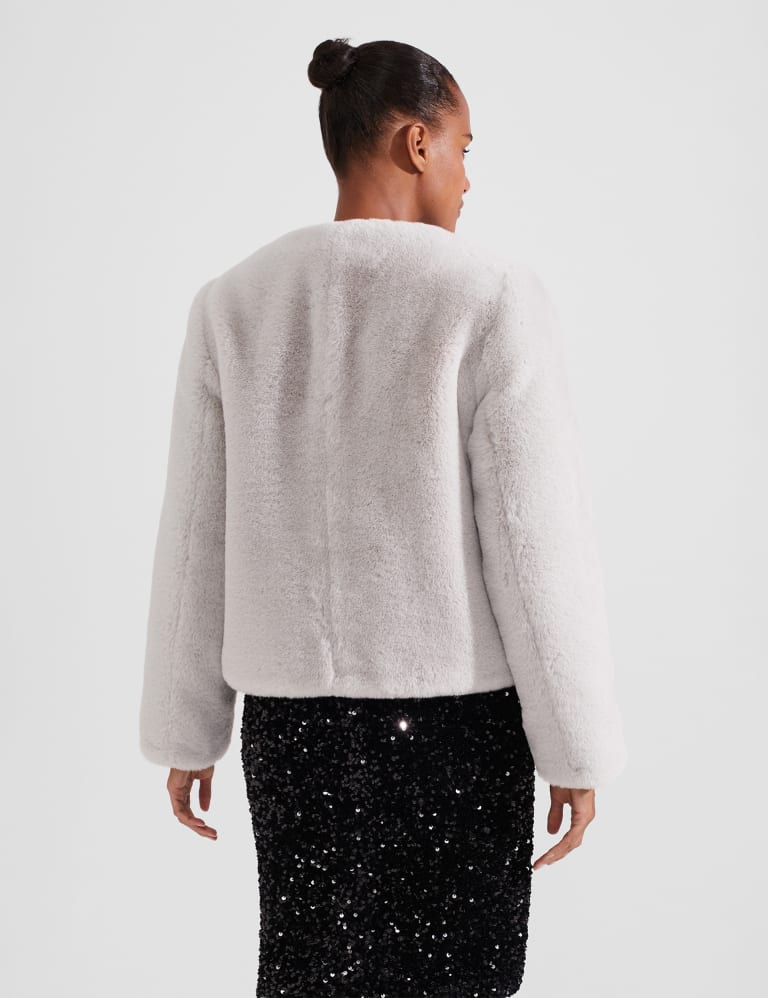 New look faux fur short coat in clearance grey