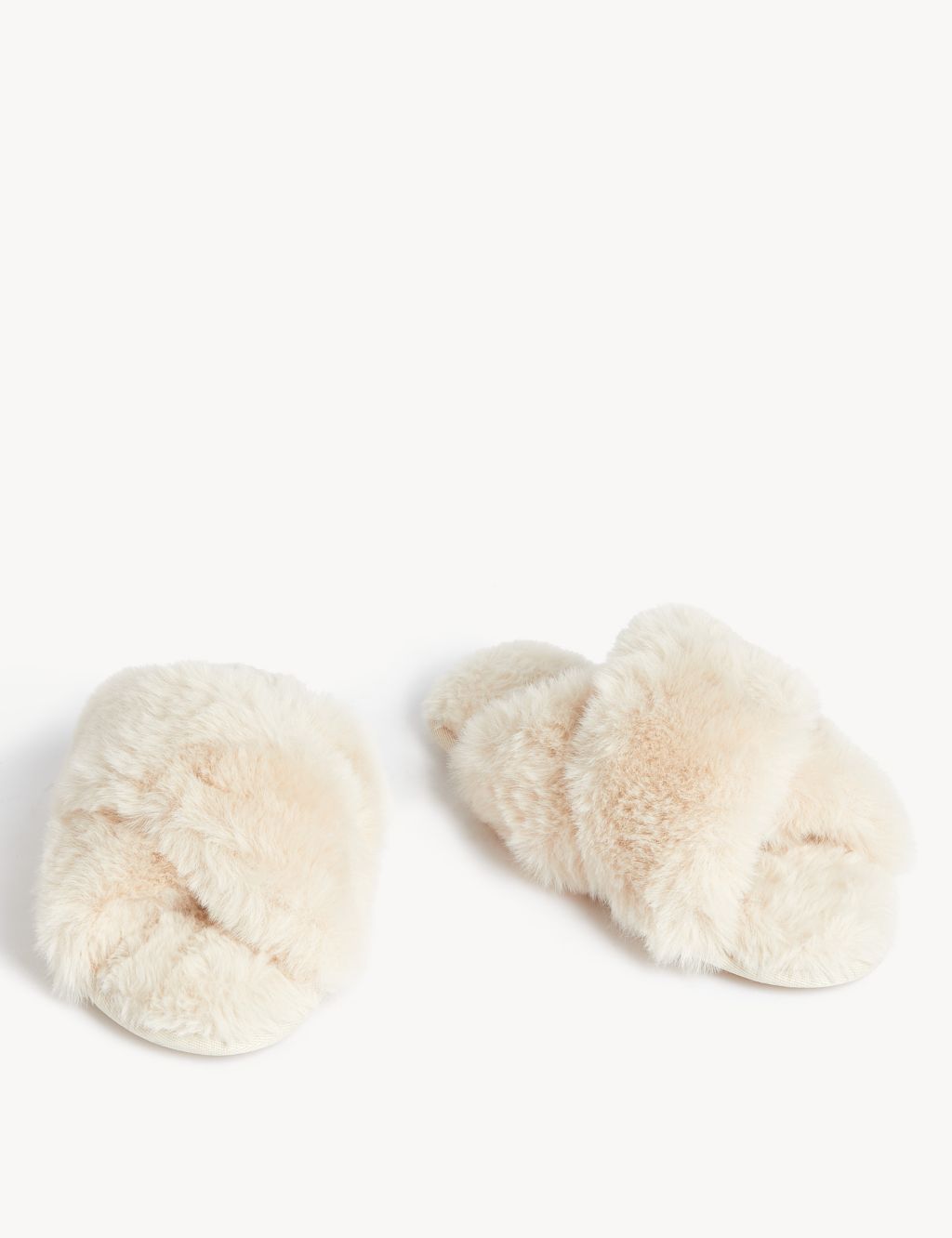 Faux Fur Crossover Slider Slippers 1 of 3