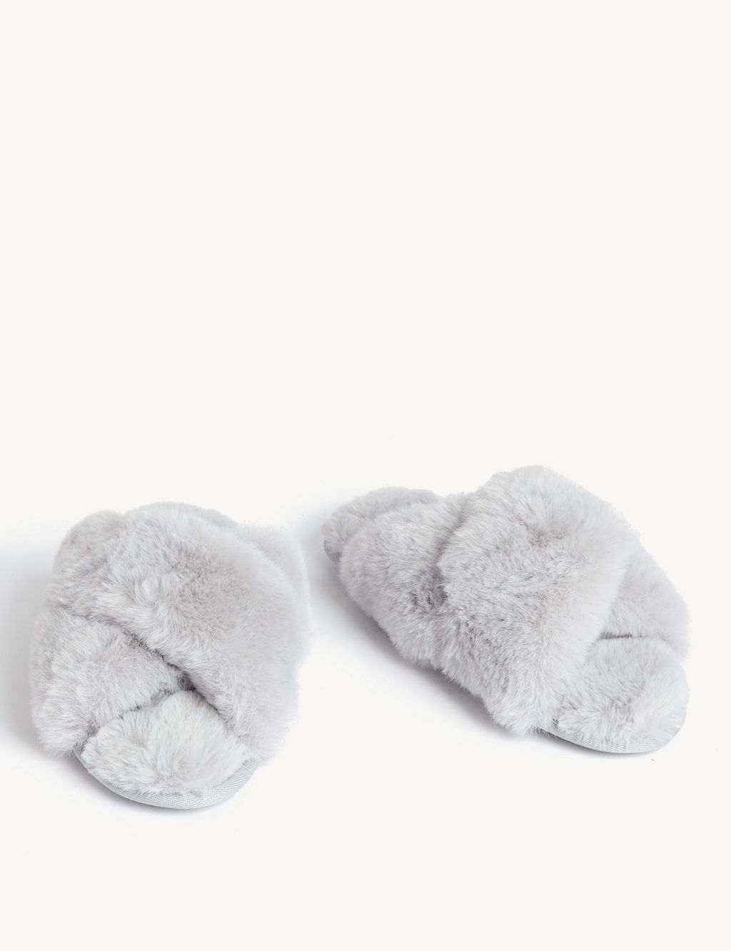 Faux Fur Crossover Slider Slippers 1 of 3