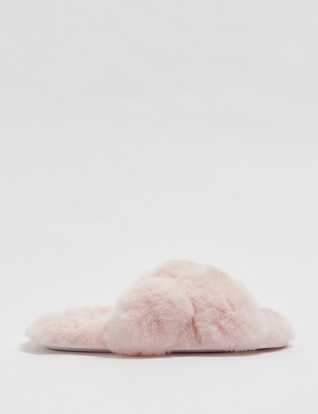 Faux Fur Crossover Slider Slippers 1 of 5