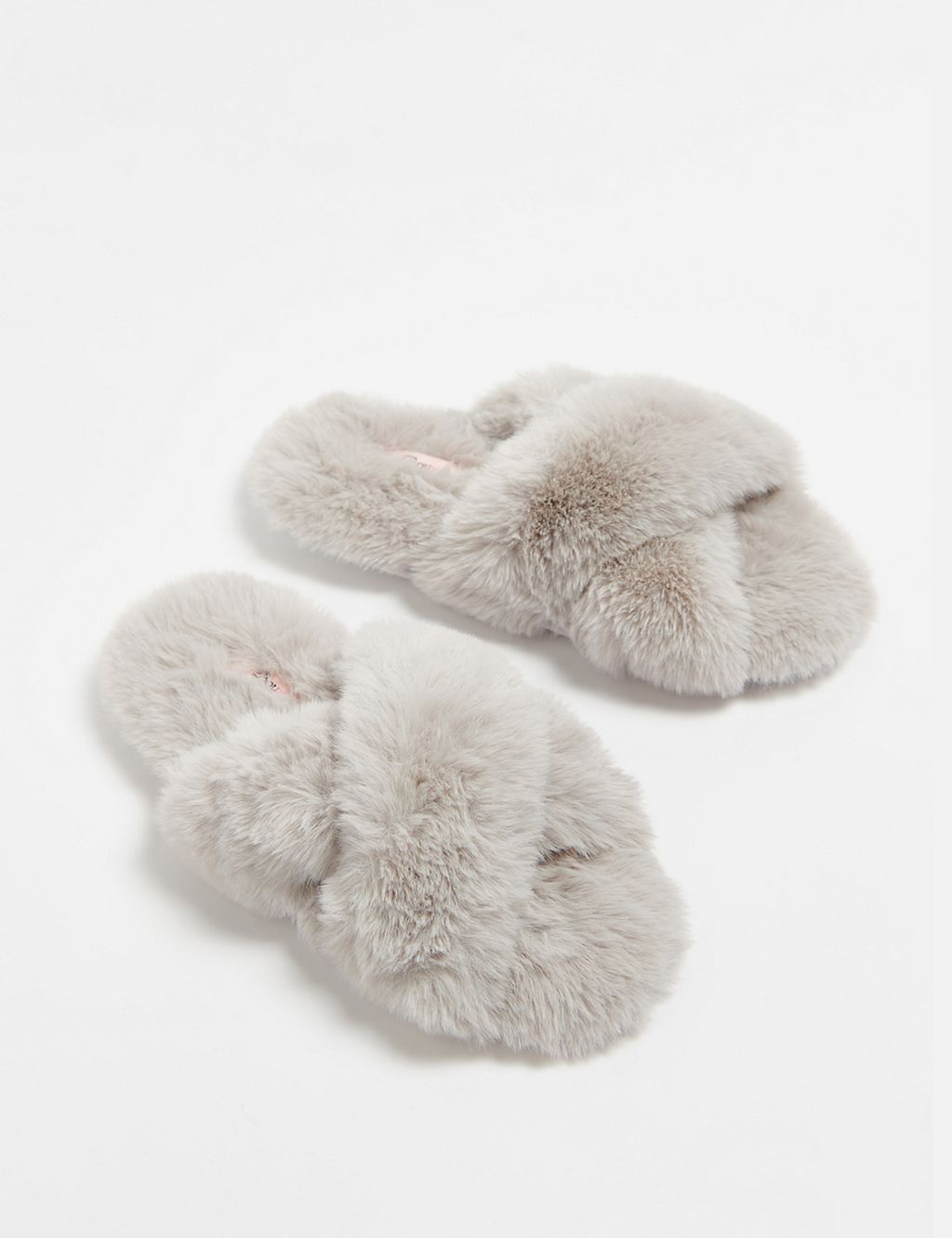 Faux Fur Crossover Slider Slippers 2 of 5