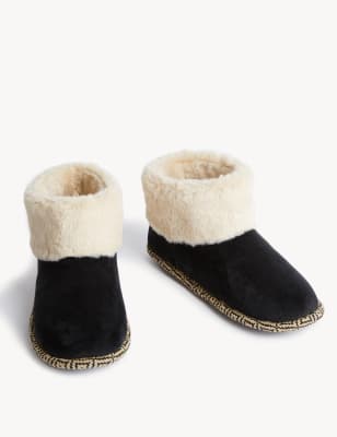 Faux Fur Cuff Slipper Boots M S Collection M S