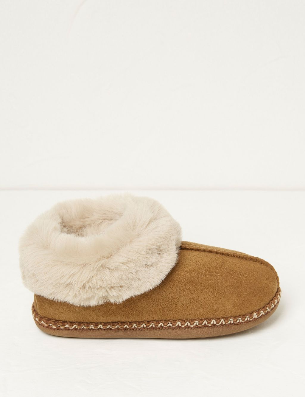 Embroidered Faux Fur Cuff Slipper Boots