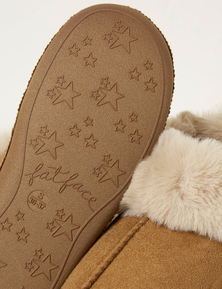 Embroidered Faux Fur Cuff Slipper Boots