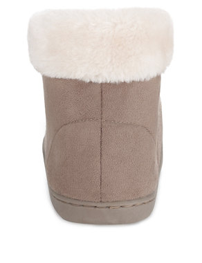 Faux Fur Cuffed Bootie Slippers Image 2 of 3