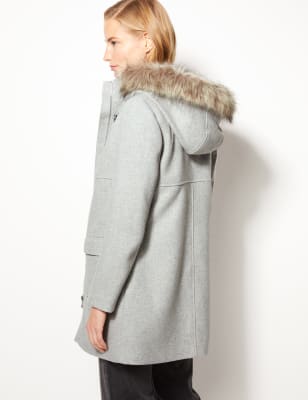 PETITE Faux Fur Duffle Coat, M&S Collection