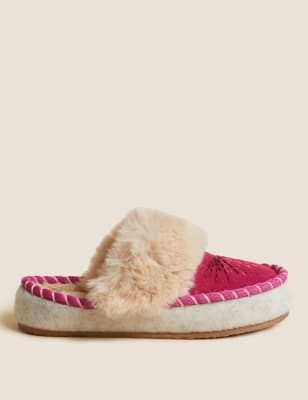 furry platform moccasin flats