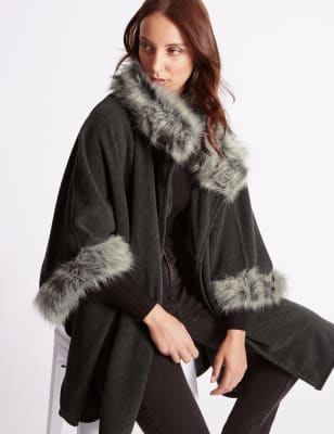 Faux fur poncho on sale wrap