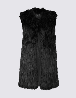 Ladies black 2024 fur gilet