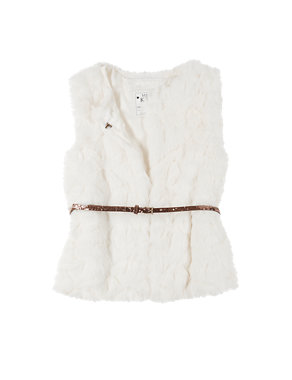 Faux Fur Gilet with Belt (5-14 Years) Image 2 of 4
