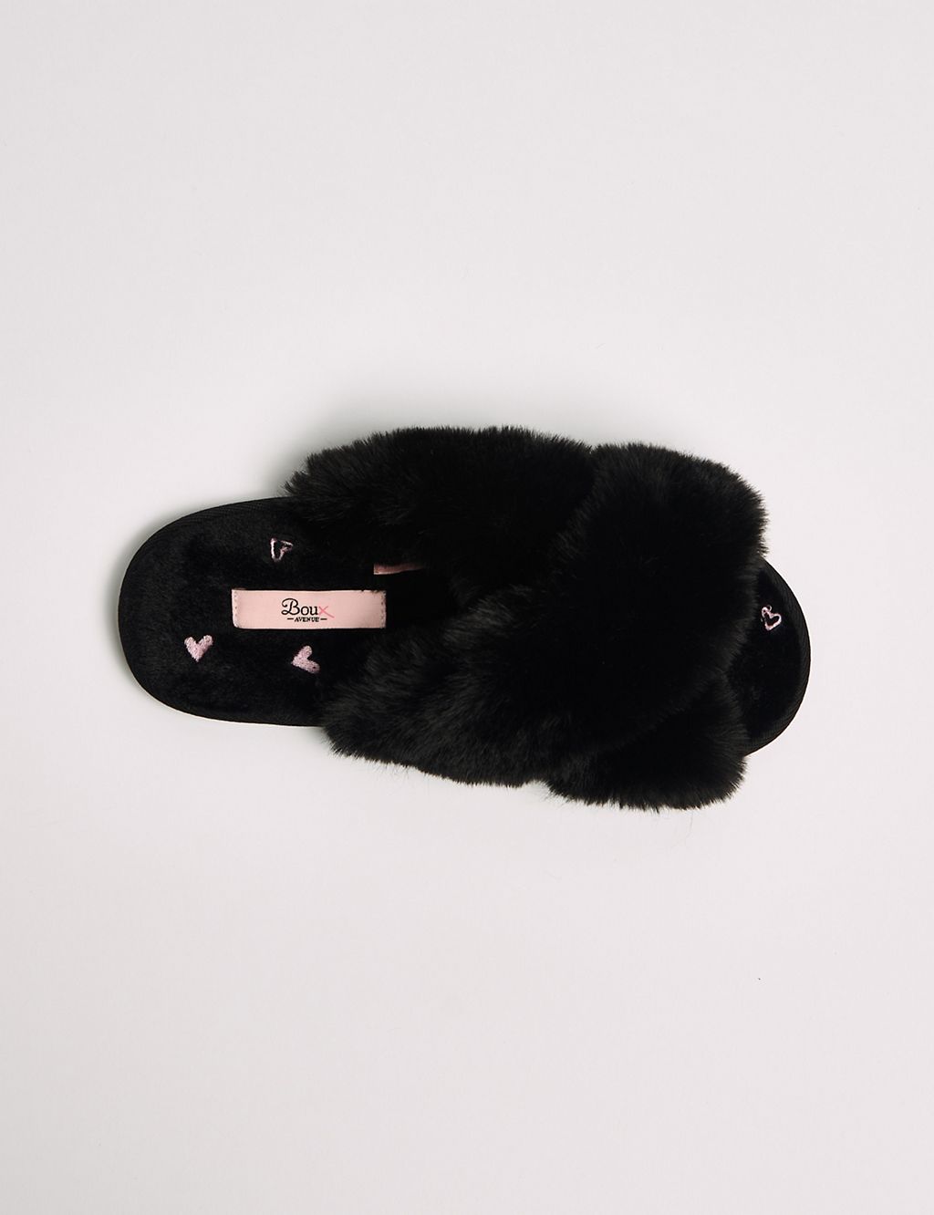 Faux Fur Heart Crossover Slider Slippers 4 of 5