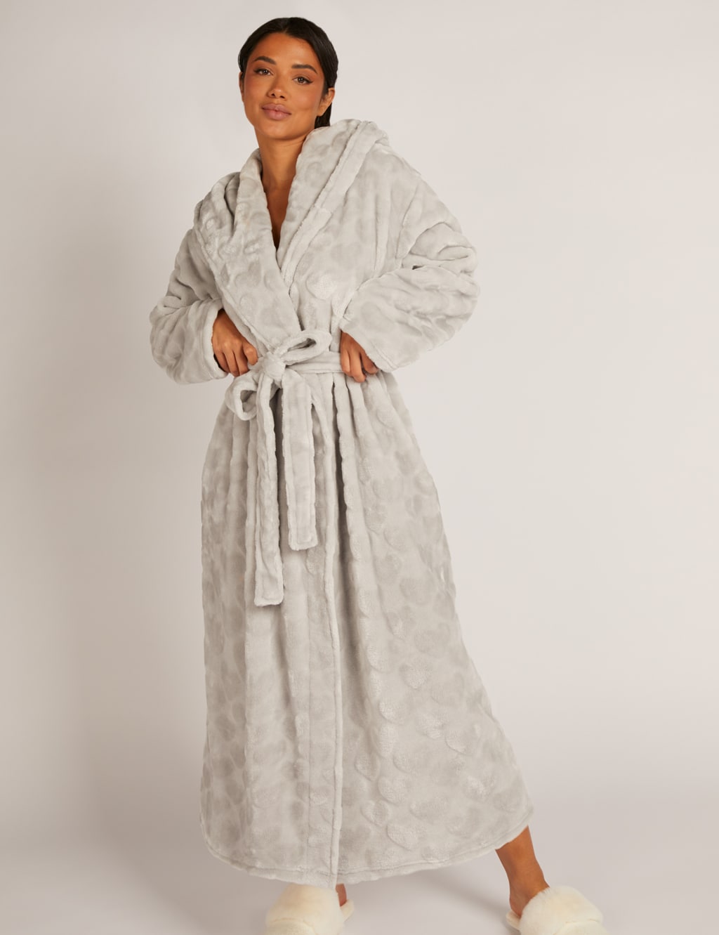 Floor length top hooded dressing gown