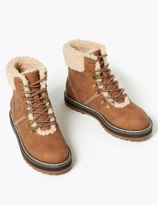 fur hiker ankle boots