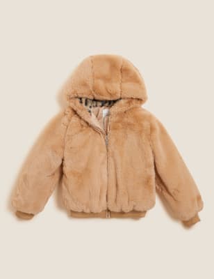 Mink bomber shop jacket with hood