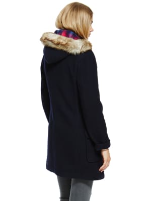 Faux Fur Hooded Duffle Coat with Wool | Indigo Collection | M&S