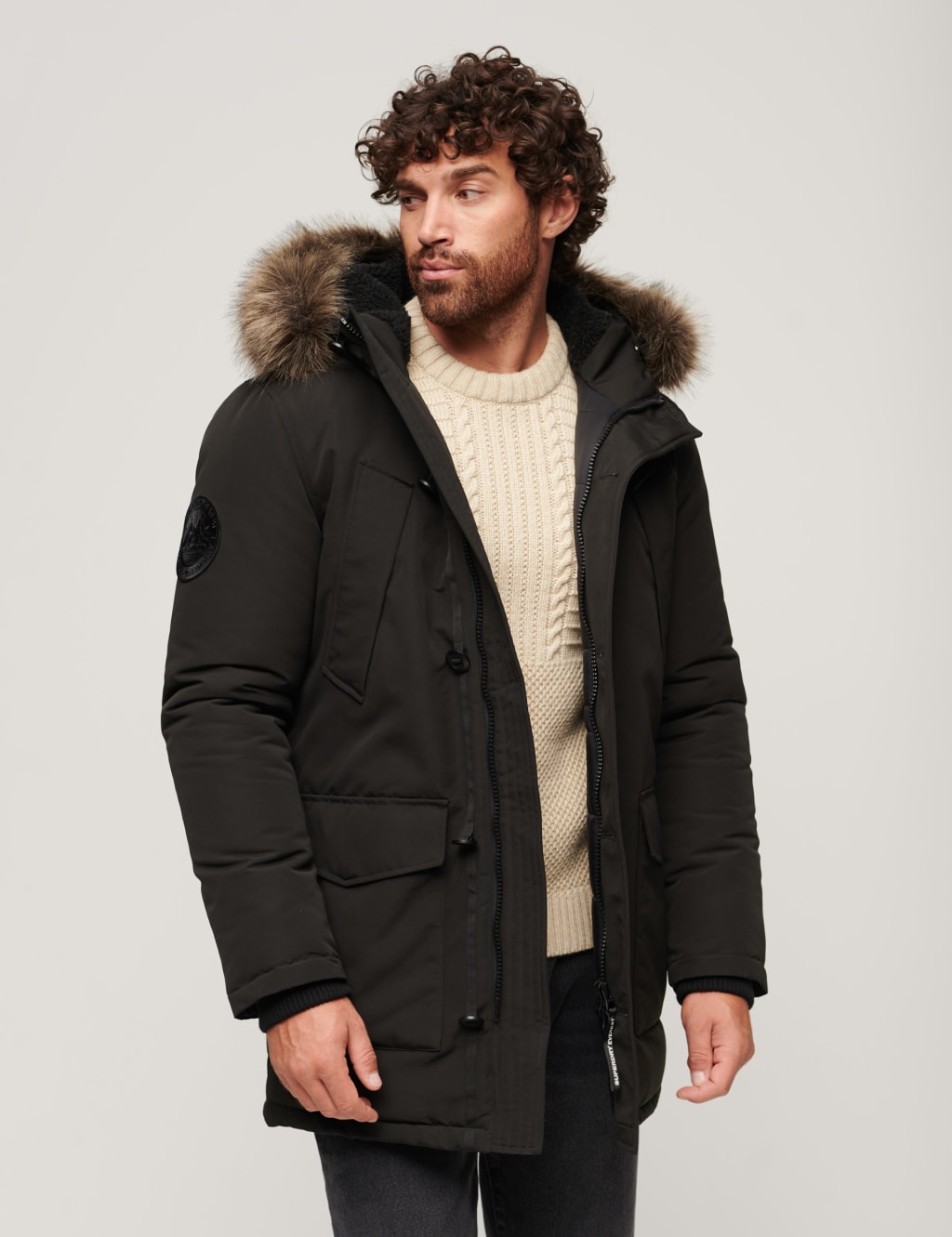 Faux Fur Hooded Parka Jacket Superdry M S