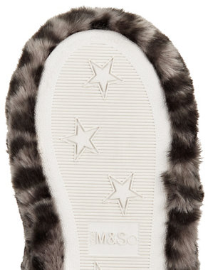 Faux Fur Leopard Boot Slippers Image 2 of 3
