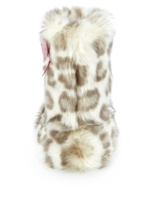 Faux Fur Leopard Print Bow Boot Slippers Image 2 of 5