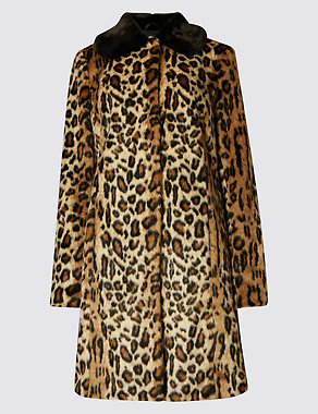 Faux Fur Leopard Print Coat Image 2 of 4