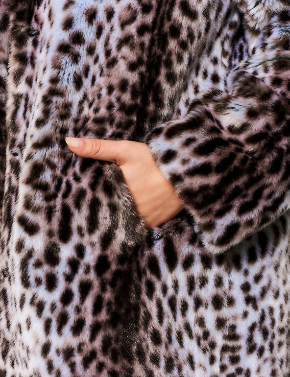 Faux Fur Leopard Print Coat Sosandar, Leopard Fur Coat Real