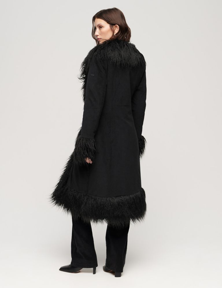 Faux Fur Lined Longline  Best 60s Afghan Coat For Women - Afghan