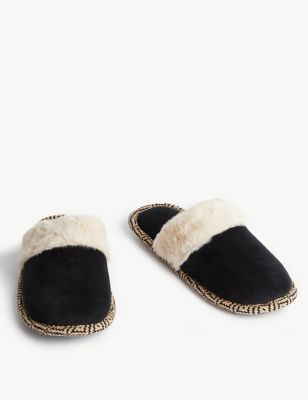Faux Fur Lined Mule Slippers Image 2 of 3