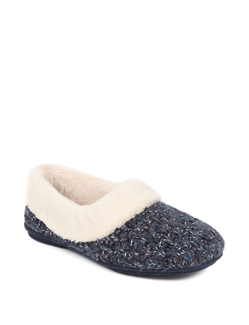 Faux Fur Lined Round Toe Slippers 1 of 6