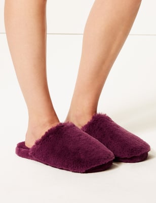 fur mule slippers