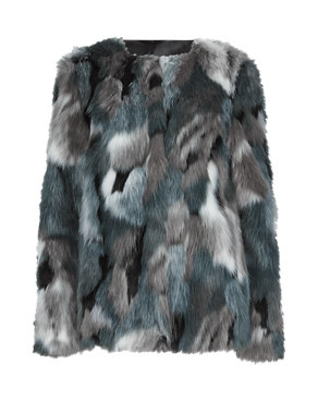 Faux Fur Patchwork Overcoat Image 2 of 3