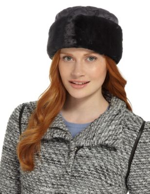 Faux Fur Quilted Brim Hat Image 1 of 2