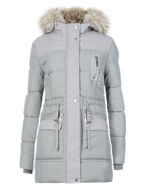 Faux Fur Quilted Hooded Overcoat with Stormwear™ Image 2 of 5