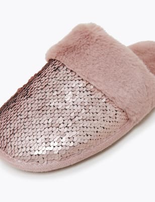 Sequin deals mule slippers