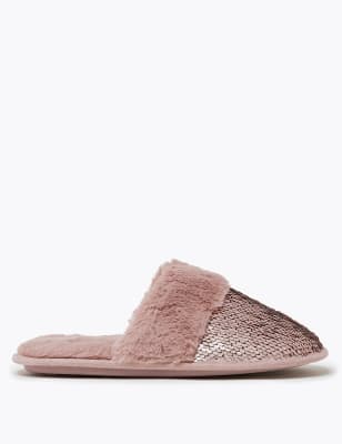 sequin mule slippers