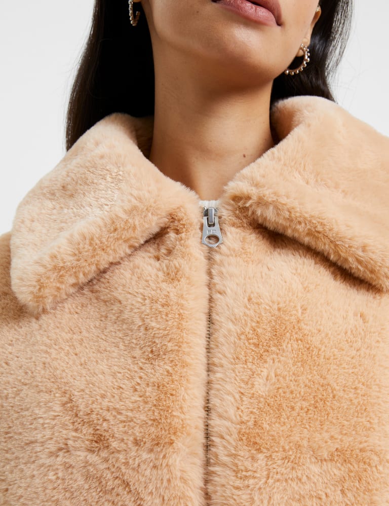 Jackets & Coats, Petite Faux Fur Rever Collar Short Coat