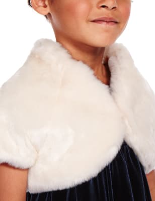 Girls white fur on sale shrug