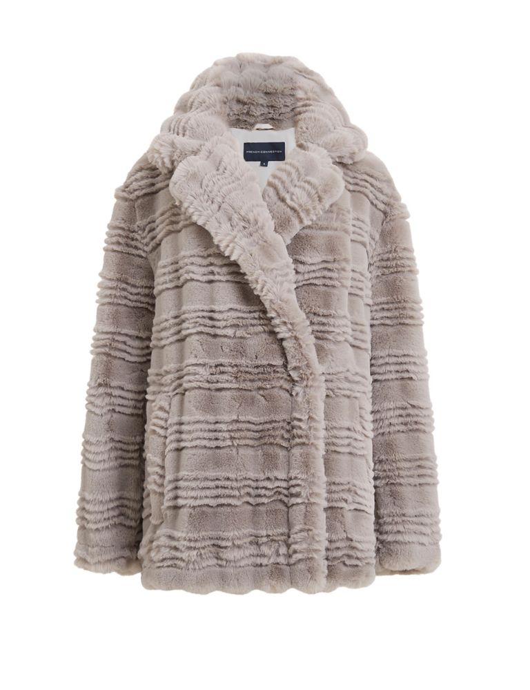 Faux Fur Textured Collared Short Coat 2 of 4