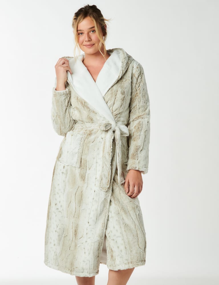 Womens long sale hooded dressing gown