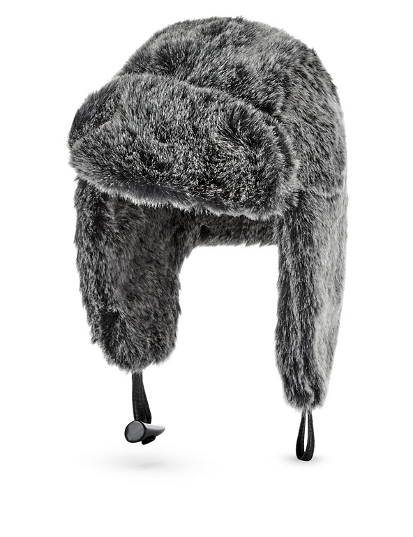 Faux Fur Textured Trapper Hat Image 1 of 2