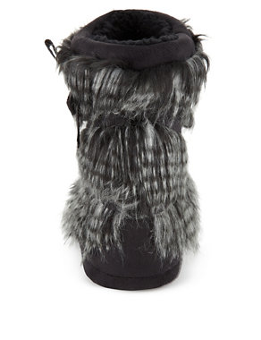 Faux Fur Tipped Slipper Boots Image 2 of 4