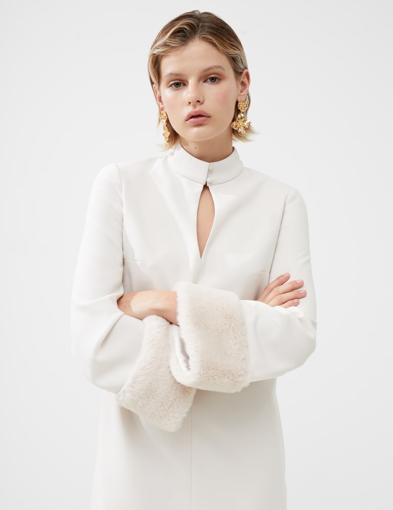 Fur trim mini dress discount