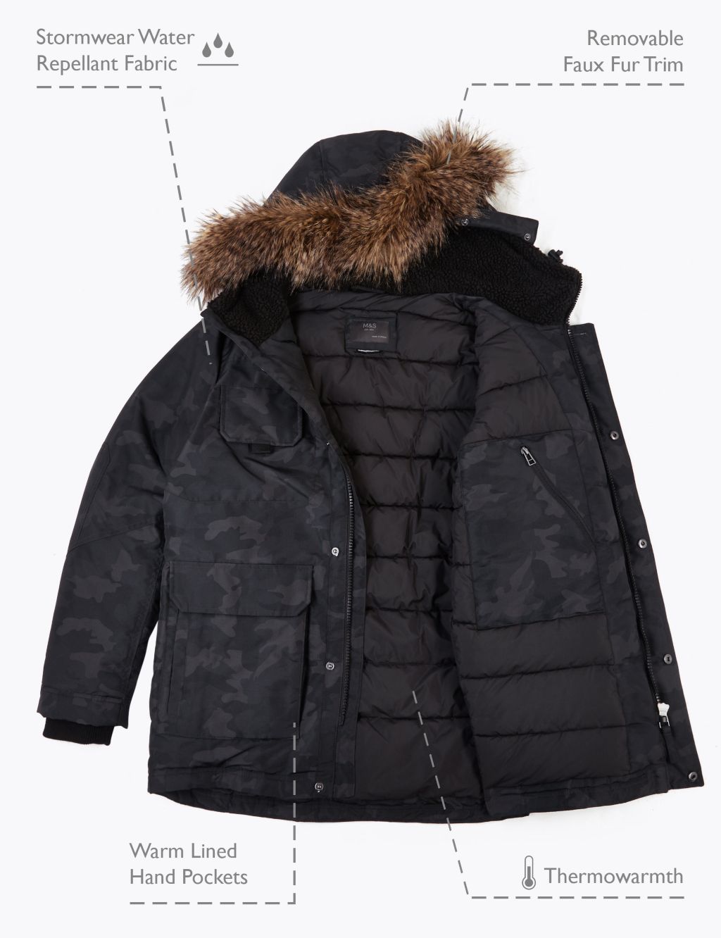 Faux Fur Trim Parka with Thermowarmth™ | M&S Collection | M&S