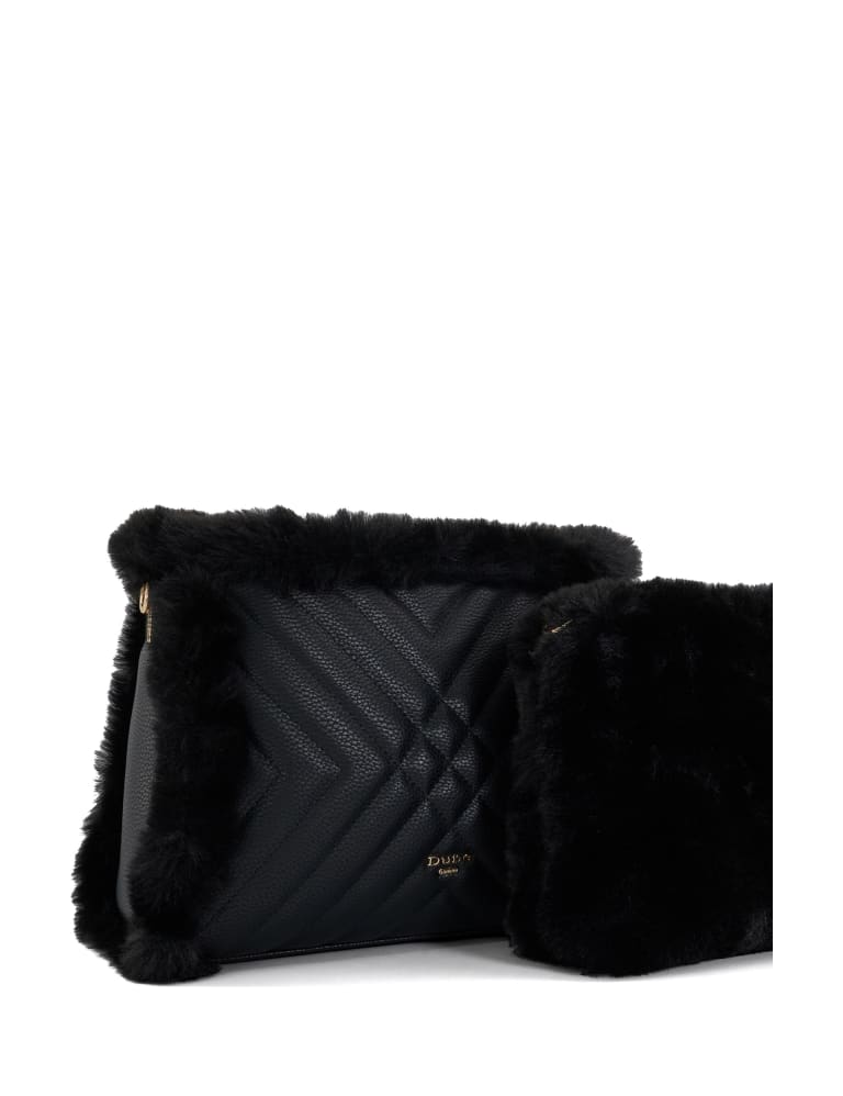 Black fluffy cross body bag discount