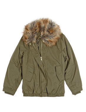 Faux Fur Trim Thermal Bomber Parka (5-14 Years) Image 2 of 7