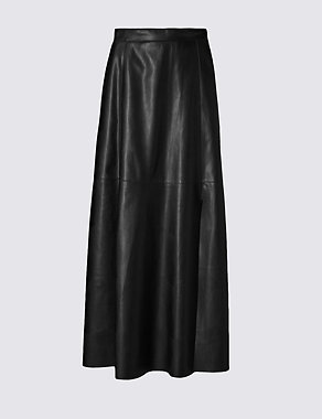 Faux Leather A-Line Midi Skirt Image 2 of 3