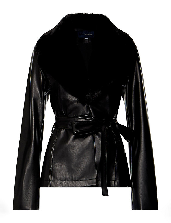 Rich Wear Black Women Fashion Zipper The Hem is Removable Two-Piece Faux Leather Jackets 
