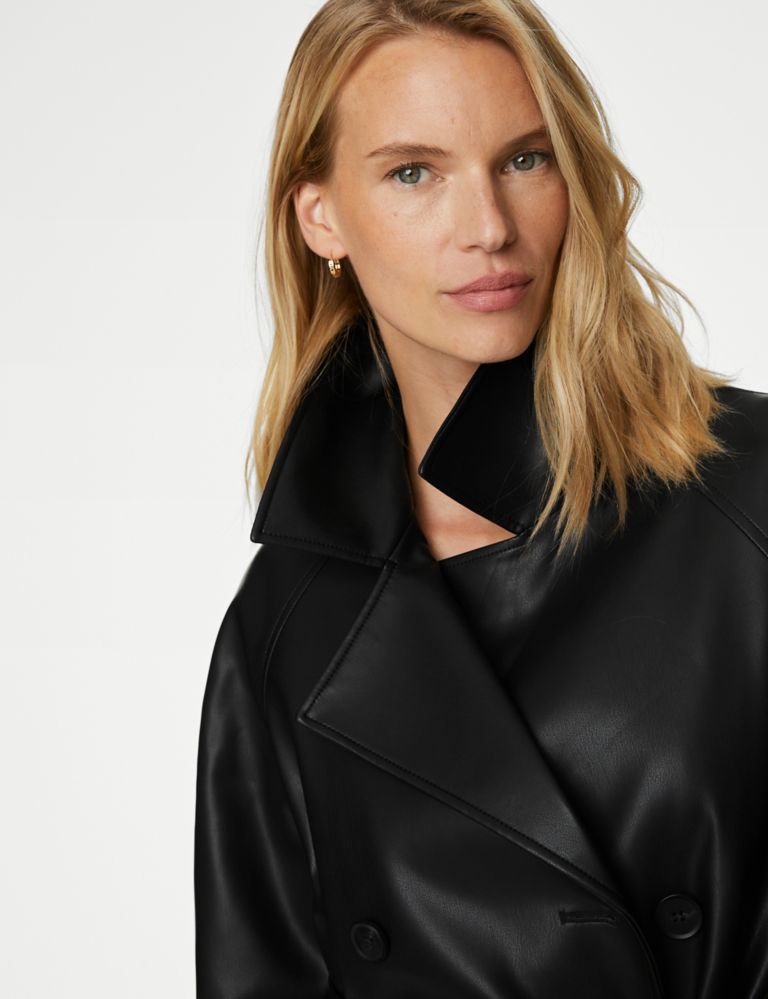 Faux Leather Belted Trench Coat | M&S Collection | M&S