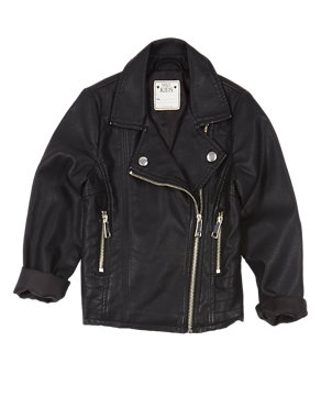 Faux Leather Biker Jacket (1-7 Years) Image 2 of 3