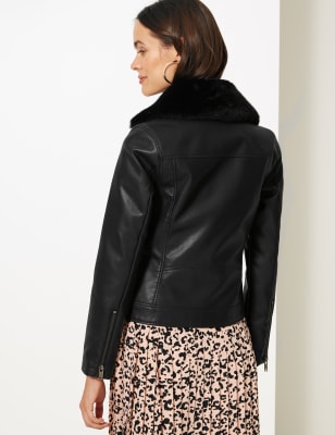 Marks and spencer leather jacket outlet womens