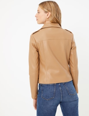 M&s leather sale biker jacket