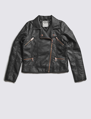 Faux Leather Biker Jacket with Stormwear™ (5-14 Years) Image 2 of 3